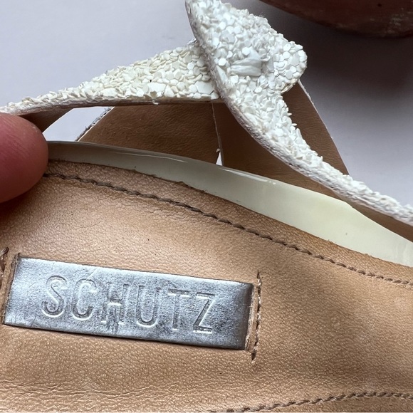 Schutz White Embellished Patform Heeled Sandals Size 7 - Picture 7 of 7